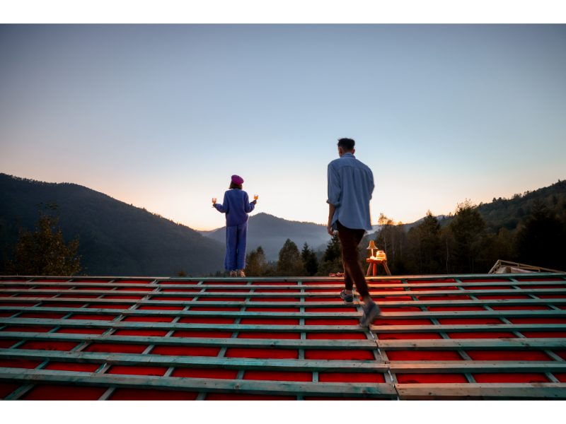 Team discussing roofing project
